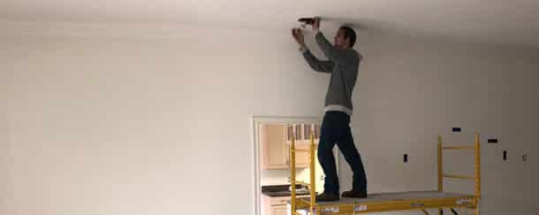 electrician installing LED recessed lights